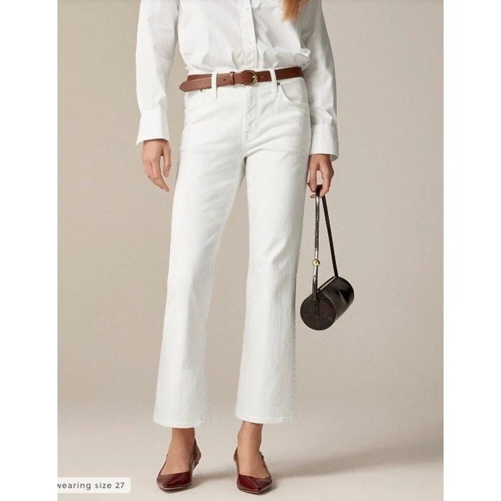 J. Crew '03 Kick Out Jean 33 T White Denim Mid Rise Super Stretch Zip Fly CH696
